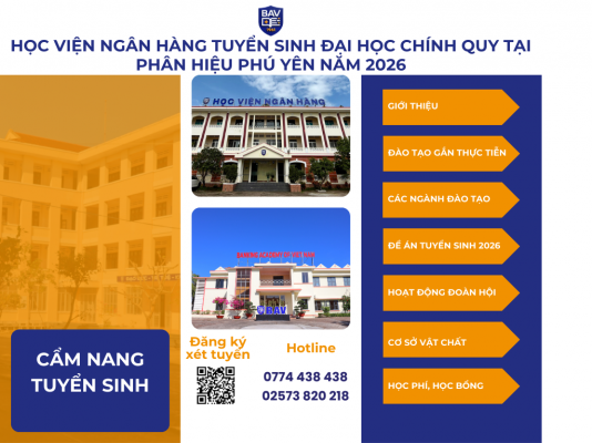 Cẩm nang tuyển sinh năm 2026 của Học viện Ngân hàng - Phân hiệu Phú Yên