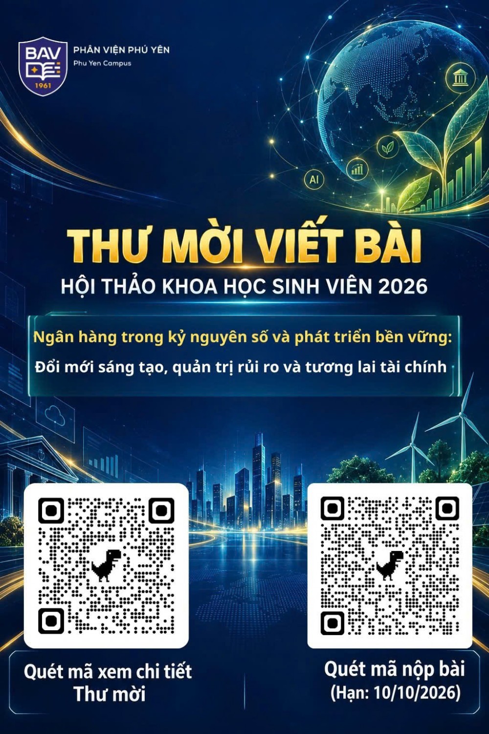 Thư mời viết bài | Hội thảo khoa học Sinh viên BAV Phú Yên 2026